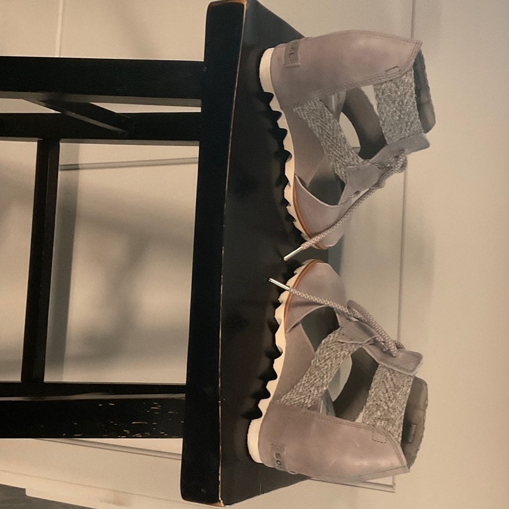 Sorel Gray Wedge Sandals